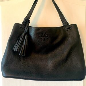 Tory Burch Black Leather Satchel Handbag